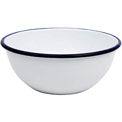 Olympia Geëmailleerde stalen kom, 155 mm (6 stuks), wit met blauwe rand, vaatwasmachinebestendig, ovenbestendig, campingservies, rustieke eetkamer, professioneel en thuisgebruik, GM514 Olympia Geëmailleerde stalen kom, 155 mm (6 stuks), wit met blauwe rand, vaatwasmachinebestendig, ovenbestendig, campingservies, rustieke eetkamer, professioneel en thuisgebruik, GM514