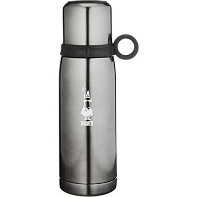 Bialetti To Go Thermosfles met bekerdeksel, dubbelwandig, houdt 12 uur warm en 24 uur koud, inhoud 460 ml, staal, donkergrijs Bialetti To Go Thermosfles met bekerdeksel, dubbelwandig, houdt 12 uur warm en 24 uur koud, inhoud 460 ml, staal, donkergrijs