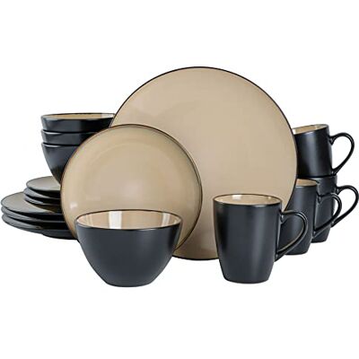 Gibson Soho Lounge tafelservies keramiek geglazuurd voor 4 personen (16-delig) taupe Gibson Soho Lounge tafelservies keramiek geglazuurd voor 4 personen (16-delig) taupe