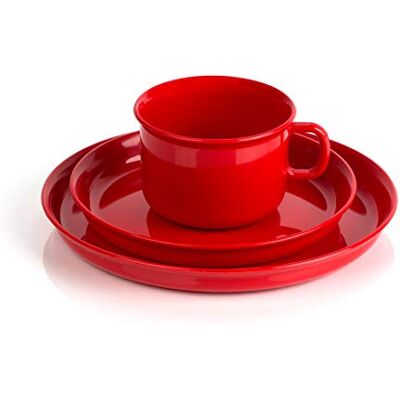 Kimmel 21-000-2253 Kinderserviesset bestaande uit beker, schotel en bord, kunststof, rood, middelgroot Kimmel 21-000-2253 Kinderserviesset bestaande uit beker, schotel en bord, kunststof, rood, middelgroot