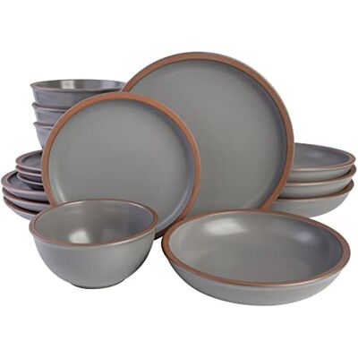 Gibson Soho Lounge Lagos tafelservies voor 4 personen (16-delig) grijs Gibson Soho Lounge Lagos tafelservies voor 4 personen (16-delig) grijs
