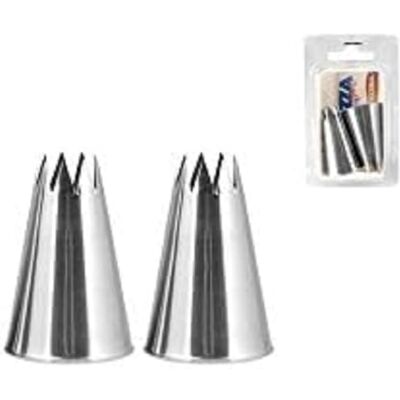 PIAZZA 2 stuks spuitmonden met stergat roestvrij staal Ø 14 mm PIAZZA 2 stuks spuitmonden met stergat roestvrij staal Ø 14 mm
