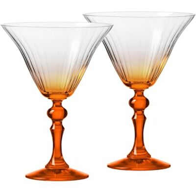 Krosno Martiniglazen met oranje voet, set van 2, 170 ml, Bubble Celebration Moments collectie, loodvrij kristal, ideaal cadeau-idee Krosno Martiniglazen met oranje voet, set van 2, 170 ml, Bubble Celebration Moments collectie, loodvrij kristal, ideaal cadeau-idee
