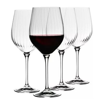 Krosno Harmony LUMI 530 ml rode wijnglazen, 4 stuks loodvrij kristal, elegant design met optisch patroon, proefglazen, vaatwasmachinebestendig, gemaakt in Europa Krosno Harmony LUMI 530 ml rode wijnglazen, 4 stuks loodvrij kristal, elegant design met optisch patroon, proefglazen, vaatwasmachinebestendig, gemaakt in Europa