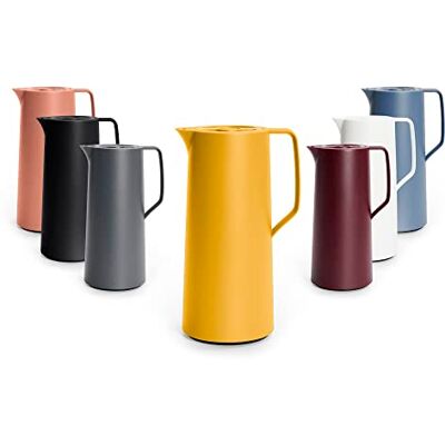Emsa Motiva N41708 thermoskan, Quick Press-sluiting, 12 uur warm, 24 uur koud, glazen zuiger, Made in Germany, Scandinavisch design, geel, 1 liter, mosterdgeel Emsa Motiva N41708 thermoskan, Quick Press-sluiting, 12 uur warm, 24 uur koud, glazen zuiger, Made in Germany, Scandinavisch design, geel, 1 liter, mosterdgeel