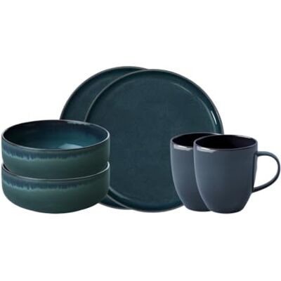 like. by Villeroy & Boch, Crafted Denim, ontbijtset 6-delig, premium porselein, blauw like. by Villeroy & Boch, Crafted Denim, ontbijtset 6-delig, premium porselein, blauw