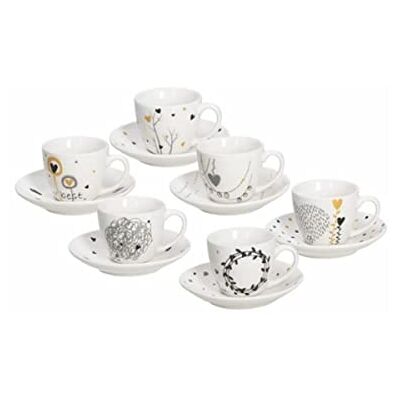 Tognana Iris Set van 6 koffiekopjes met bord, New Bone China, meerkleurig Tognana Iris Set van 6 koffiekopjes met bord, New Bone China, meerkleurig