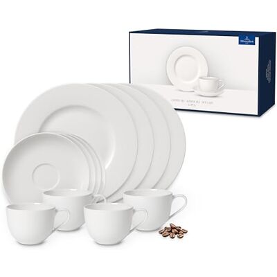 Villeroy & Boch For Me koffieservies voor 4 personen, 12-delig, premium porselein, wit Villeroy & Boch For Me koffieservies voor 4 personen, 12-delig, premium porselein, wit