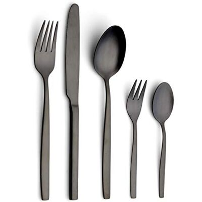 ECHTWERK Positano-Black Edition 30-delig bestekset voor 6 personen, roestvrij staal 18/10, glanzend, met opbergdoos van staal 18/10, zwart ECHTWERK Positano-Black Edition 30-delig bestekset voor 6 personen, roestvrij staal 18/10, glanzend, met opbergdoos van staal 18/10, zwart