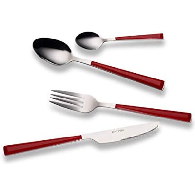 ECHTWERK Bestekset "Basic" met kunststof handgrepen, 24-delig, voor 6 personen, roestvrij staal 18/0, rood ECHTWERK Bestekset "Basic" met kunststof handgrepen, 24-delig, voor 6 personen, roestvrij staal 18/0, rood