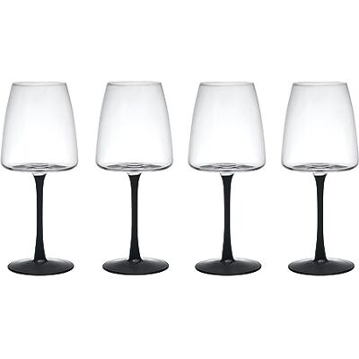 Mikasa Palermo Witte wijnglazen van kristal, 4 stuks, 400 ml, witte wijnglazen met zwarte stelen, 100% loodvrij kristal, geschenkverpakking en vaatwasmachinebestendig Mikasa Palermo Witte wijnglazen van kristal, 4 stuks, 400 ml, witte wijnglazen met zwarte stelen, 100% loodvrij kristal, geschenkverpakking en vaatwasmachinebestendig