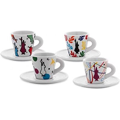 Bialetti Set van 4 kopjes met onderzetter Espresso Arte Bialetti Set van 4 kopjes met onderzetter Espresso Arte