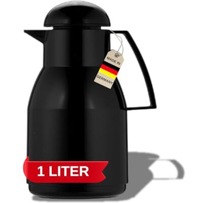 Helios Top Thermosfles, zwart, 1 liter, 6 uur, houdt dranken warm en koud, met schroefsluiting, gemakkelijk te reinigen, glanzende kunststof ommanteling Helios Top Thermosfles, zwart, 1 liter, 6 uur, houdt dranken warm en koud, met schroefsluiting, gemakkelijk te reinigen, glanzende kunststof ommanteling