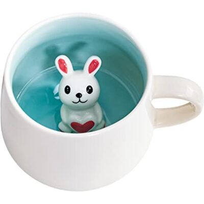 BIIGMING 3D keramische koffiemok met diermotief aan de binnenkant, 355 ml, handgemaakt, melkbeker, Kerstmis, verjaardag, Moederdag, cadeaus voor vrienden, familie of kinderen (konijn) BIIGMING 3D keramische koffiemok met diermotief aan de binnenkant, 355 ml, handgemaakt, melkbeker, Kerstmis, verjaardag, Moederdag, cadeaus voor vrienden, familie of kinderen (konijn)
