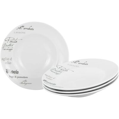 Creatable , 19569, Serie Europa Lekker, 4-delige serviesset voor 4 personen, pastaset van porselein, vaatwasmachinebestendig en magnetronbestendig, gemaakt in Europa Creatable , 19569, Serie Europa Lekker, 4-delige serviesset voor 4 personen, pastaset van porselein, vaatwasmachinebestendig en magnetronbestendig, gemaakt in Europa
