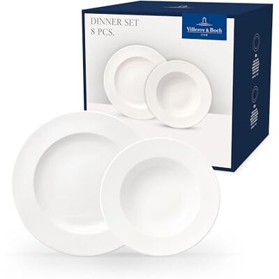 Villeroy & Boch For Me, diner-set, 8-dlg., Premium Porselein, wit Villeroy & Boch For Me, diner-set, 8-dlg., Premium Porselein, wit