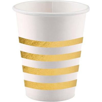 amscan 8 papieren bekers Golden Wishes 250 ml metallic, 9903354-66 amscan 8 papieren bekers Golden Wishes 250 ml metallic, 9903354-66