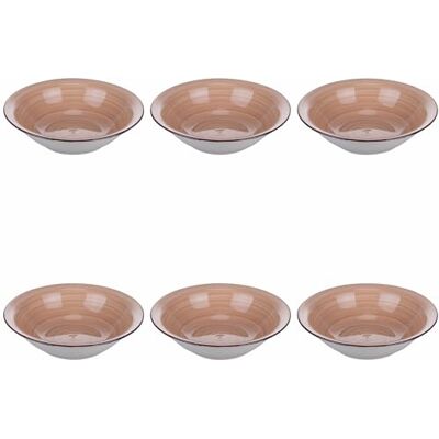 Tivoli Set van 6 soepborden Ø 21,2 cm van handbeschilderd aardewerk, terracotta, 4 tinten Tivoli Set van 6 soepborden Ø 21,2 cm van handbeschilderd aardewerk, terracotta, 4 tinten