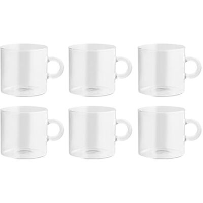 H&H Nuvola Set van 6 theekopjes van borosilicaat, zonder schotel, 225 cc H&H Nuvola Set van 6 theekopjes van borosilicaat, zonder schotel, 225 cc