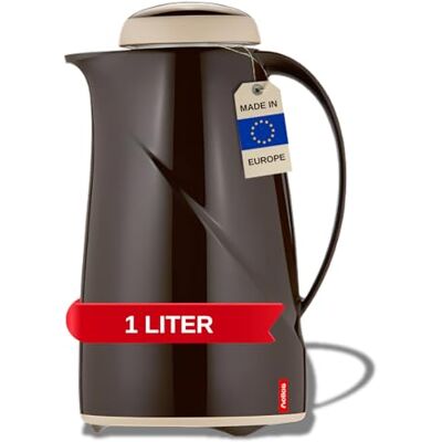 Helios Wave Cappuccino thermosfles 1 liter 6 uur warm houdt dranken warm en koud vaatwasmachinebestendig lichte en robuuste kunststof ommanteling ideaal voor koffie en thee Helios Wave Cappuccino thermosfles 1 liter 6 uur warm houdt dranken warm en koud vaatwasmachinebestendig lichte en robuuste kunststof ommanteling ideaal voor koffie en thee