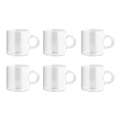 H&H Nuvola Set van 6 koffiekopjes van borosilicaat, zonder schotel, 110 cc H&H Nuvola Set van 6 koffiekopjes van borosilicaat, zonder schotel, 110 cc