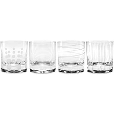 Mikasa Cheers SW910-415 kristalglas, gegraveerd, 360 ml, zilvereffect, 4 stuks Mikasa Cheers SW910-415 kristalglas, gegraveerd, 360 ml, zilvereffect, 4 stuks
