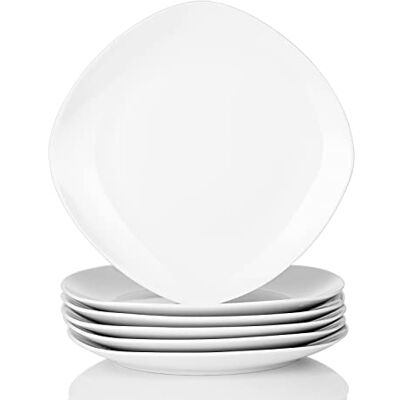 MALACASA , Serie Elisa, 6-delige bordenset van porselein, plat, 24,6 cm, voor 6 personen MALACASA , Serie Elisa, 6-delige bordenset van porselein, plat, 24,6 cm, voor 6 personen