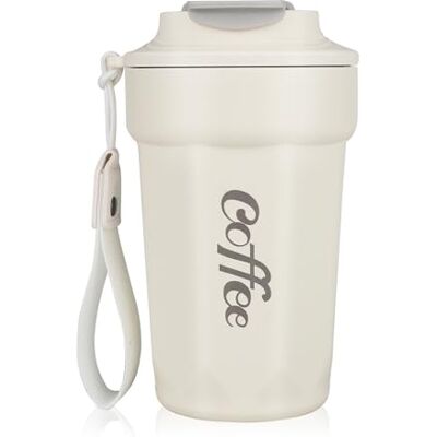 Sitayakuma 480 ml thermische koffiemok, BPA-vrije 316 roestvrijstalen thermosfles, draagbare luchtdichte koffiefles voor warm en koud, reisbeker, wit Sitayakuma 480 ml thermische koffiemok, BPA-vrije 316 roestvrijstalen thermosfles, draagbare luchtdichte koffiefles voor warm en koud, reisbeker, wit