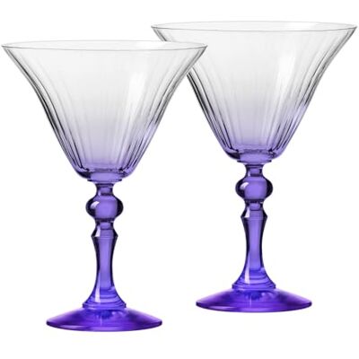 Krosno Martiniglazen met paarse voet, set van 2, 170 ml, Bubble Celebration Moments collectie, loodvrij kristal, ideaal cadeau-idee Krosno Martiniglazen met paarse voet, set van 2, 170 ml, Bubble Celebration Moments collectie, loodvrij kristal, ideaal cadeau-idee