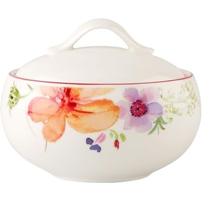 Villeroy & Boch Mariefleur Basic Sucrier, premium porselein, wit/meerkleurig Villeroy & Boch Mariefleur Basic Sucrier, premium porselein, wit/meerkleurig