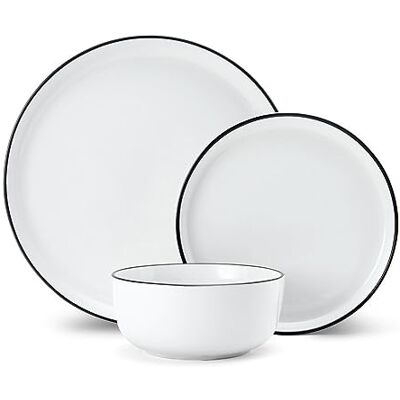Mikasa Limestone 12-delig porseleinen tafelservies wit voor 4 met platte borden, bijborden en kommen, geschenkverpakking en vaatwasmachinebestendig Mikasa Limestone 12-delig porseleinen tafelservies wit voor 4 met platte borden, bijborden en kommen, geschenkverpakking en vaatwasmachinebestendig
