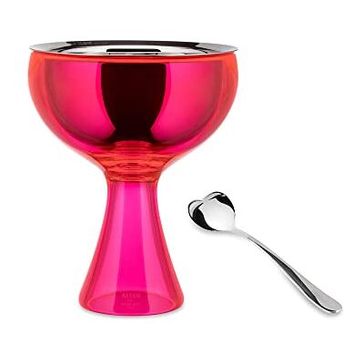 Alessi Big Love AMMI01S F set bestaande uit ijsschaal en ijslepel, van 18/10 roestvrij staal, hoogglans gepolijst en thermoplastisch hars, fuchsia Alessi Big Love AMMI01S F set bestaande uit ijsschaal en ijslepel, van 18/10 roestvrij staal, hoogglans gepolijst en thermoplastisch hars, fuchsia
