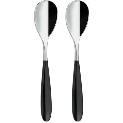 Grunwerg Rockingham Forge Yin & Yang koffielepels van roestvrij staal, 18/10, met zwarte handgrepen, geschenkdoos, 2 stuks Grunwerg Rockingham Forge Yin & Yang koffielepels van roestvrij staal, 18/10, met zwarte handgrepen, geschenkdoos, 2 stuks
