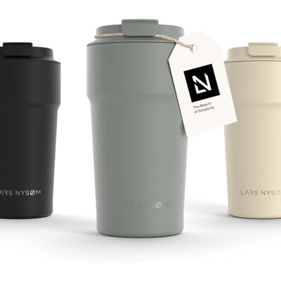 LARS NYSØM Thermische Mug-to-go 500 ml, BPA-vrije 0,5 liter reisbeker met isolatie, waterdichte roestvrijstalen thermische mok voor koffie en thee, asgrijs LARS NYSØM Thermische Mug-to-go 500 ml, BPA-vrije 0,5 liter reisbeker met isolatie, waterdichte roestvrijstalen thermische mok voor koffie en thee, asgrijs