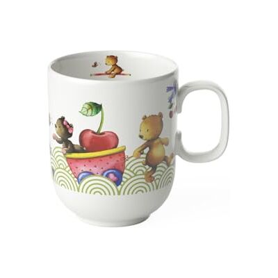 Villeroy & Boch Hungry As A Bear kinderbeker met handvat, 250 ml, vaatwasmachinebestendig, kinderservies, grote mok van hoogwaardig porselein, wit/meerkleurig Villeroy & Boch Hungry As A Bear kinderbeker met handvat, 250 ml, vaatwasmachinebestendig, kinderservies, grote mok van hoogwaardig porselein, wit/meerkleurig