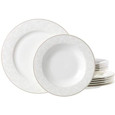 Ritzenhoff & Breker Tafelservies Isabella, 12-delig, porselein uit Fine-China, wit met ornamenten Ritzenhoff & Breker Tafelservies Isabella, 12-delig, porselein uit Fine-China, wit met ornamenten