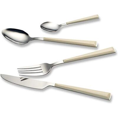 ECHTWERK Bestekset "Basic" met kunststof handgrepen, 24-delig, voor 6 personen, roestvrij staal 18/0, crèmekleurig ECHTWERK Bestekset "Basic" met kunststof handgrepen, 24-delig, voor 6 personen, roestvrij staal 18/0, crèmekleurig