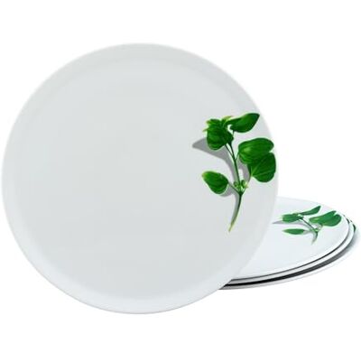 Creatable , 23435 Serie Basiliku 4-delige pizzaplaat van porselein vaatwasser- en magnetronbestendig Made in Europe Creatable , 23435 Serie Basiliku 4-delige pizzaplaat van porselein vaatwasser- en magnetronbestendig Made in Europe