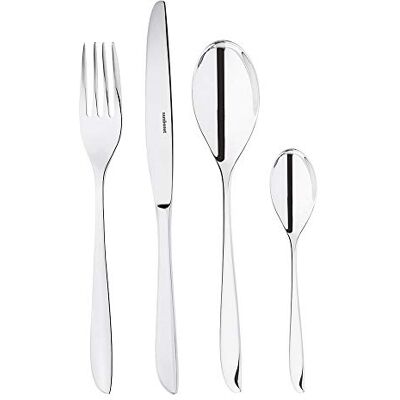 Sambonet 52163-81 Leaf Eendelig tafelservies van roestvrij staal 18/10 voor 6 personen 24 stuks: 6 vorken, 6 lepels, 6 messen, 6 theelepels, vaatwasmachinebestendig, grijs Sambonet 52163-81 Leaf Eendelig tafelservies van roestvrij staal 18/10 voor 6 personen 24 stuks: 6 vorken, 6 lepels, 6 messen, 6 theelepels, vaatwasmachinebestendig, grijs