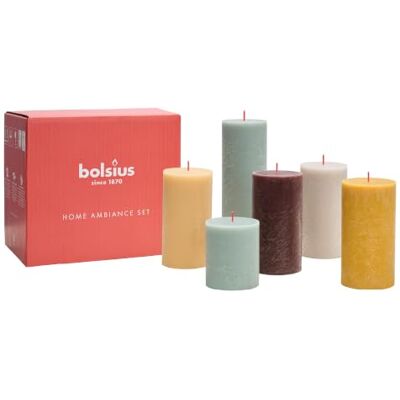 BOLSIUS Rustieke kaarsencadeauset, Scandinavische sfeer, 6 stuks, lange brandduur, woondecoratie, ongeparfumeerd, veganistische was, zonder geur BOLSIUS Rustieke kaarsencadeauset, Scandinavische sfeer, 6 stuks, lange brandduur, woondecoratie, ongeparfumeerd, veganistische was, zonder geur