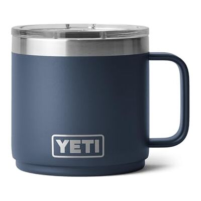 YETI Rambler Stapelbare mok met Durasip keramische voering, vacuüm geïsoleerde roestvrijstalen mok met magneetdeksel, marineblauw, 414 ml YETI Rambler Stapelbare mok met Durasip keramische voering, vacuüm geïsoleerde roestvrijstalen mok met magneetdeksel, marineblauw, 414 ml