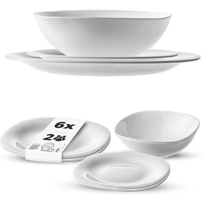 KADAX Diner servies voor 2 personen, 6-delig, inclusief soepborden, dessertborden en platte borden, dinerservies, bordenset (wit) KADAX Diner servies voor 2 personen, 6-delig, inclusief soepborden, dessertborden en platte borden, dinerservies, bordenset (wit)
