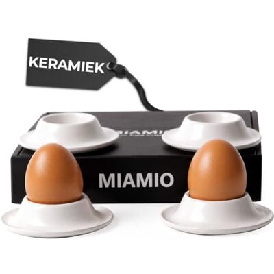 MIAMIO Set van 4 eierdopjes van keramiek, eierdopjes van aardewerk met voor de MIAMIO Set van 4 eierdopjes van keramiek, eierdopjes van aardewerk met voor de