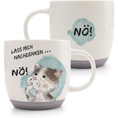 NICI 63007 Tasse en porcelaine de qualité supérieure Motif chat Avec inscription « Lass Mich Nachdenken » 400 ml 9,5 x 9,5 cm Grise Jolie idée cadeau NICI 63007 Tasse en porcelaine de qualité supérieure Motif chat Avec inscription « Lass Mich Nachdenken » 400 ml 9,5 x 9,5 cm Grise Jolie idée cadeau