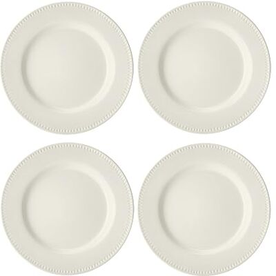 Mikasa Cranborne Set van 4 platte borden, rond, aardewerk, crèmekleurig, voor 4 personen, magnetron- en vaatwasmachinebestendig, 28 cm Mikasa Cranborne Set van 4 platte borden, rond, aardewerk, crèmekleurig, voor 4 personen, magnetron- en vaatwasmachinebestendig, 28 cm