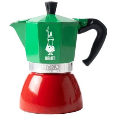 Bialetti Mokka inductie, 6 kopjes (270 ml / 9.1 fl oz), geschikt voor alle soorten kookplaten, driekleurig Bialetti Mokka inductie, 6 kopjes (270 ml / 9.1 fl oz), geschikt voor alle soorten kookplaten, driekleurig