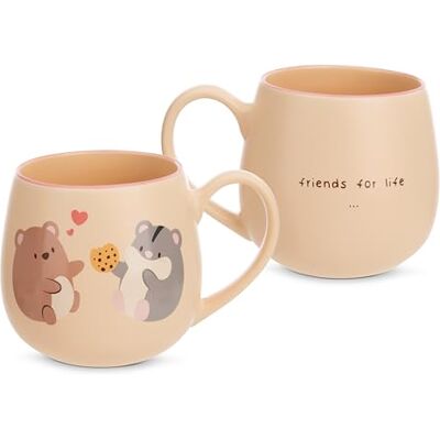 NICI 61827 mymochi mok "friends for life", 400 ml, 8 x 9 cm, beige, theekop, koffiemok, porselein, met handvat, voor koude en warme dranken, koffie, thee, melk, cacao NICI 61827 mymochi mok "friends for life", 400 ml, 8 x 9 cm, beige, theekop, koffiemok, porselein, met handvat, voor koude en warme dranken, koffie, thee, melk, cacao