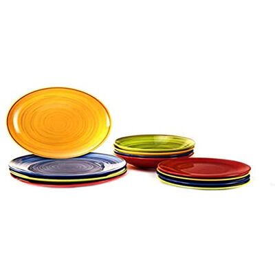 H&H 12-delige kleurrijke bordenset bordenset voor 4 personen kleurrijk bordenset gemaakt van Stoneware vul je tafel met kleur H&H 12-delige kleurrijke bordenset bordenset voor 4 personen kleurrijk bordenset gemaakt van Stoneware vul je tafel met kleur