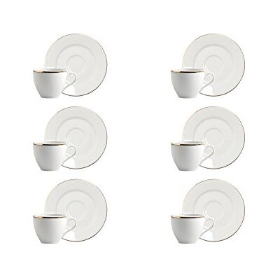 Excelsa Gold Set van 6 koffiekopjes met schotel, porselein Excelsa Gold Set van 6 koffiekopjes met schotel, porselein