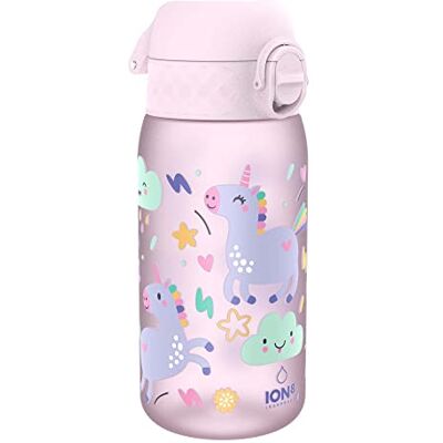 Ion8 Drinkfles voor kinderen, lekvrij, gemakkelijk te openen, veilige vergrendeling, vaatwasmachinebestendig, draaggreep, gemakkelijk te reinigen, eenhoorn-motief Ion8 Drinkfles voor kinderen, lekvrij, gemakkelijk te openen, veilige vergrendeling, vaatwasmachinebestendig, draaggreep, gemakkelijk te reinigen, eenhoorn-motief